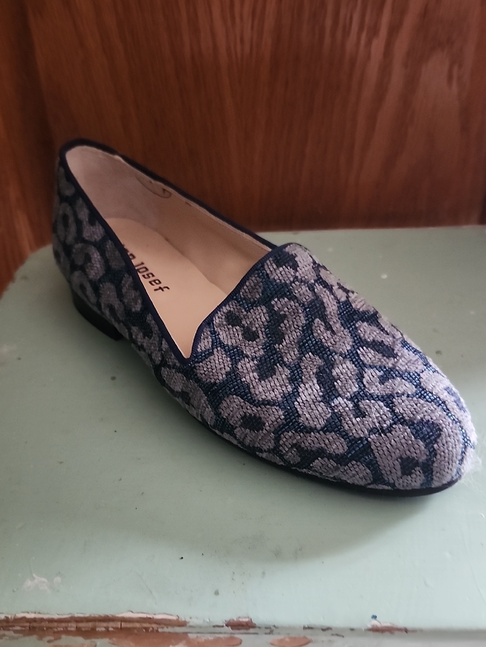 Jon Josef Textured Leopard Print Loafer - Blue Gray Size 6 Right Shoe Only